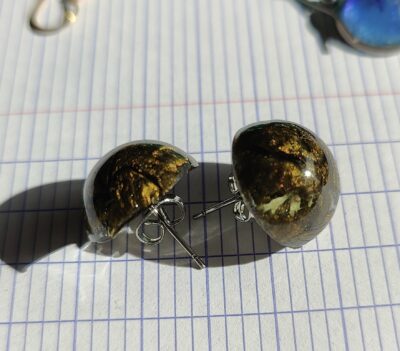 Boucles d'oreilles bronze et lichen
