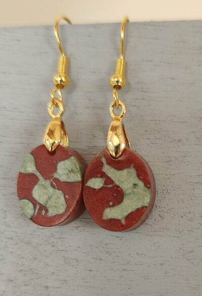 Boucles d'oreilles rouille et vert