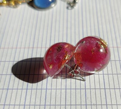 Boucles d'oreilles fushia bougainvilliers or