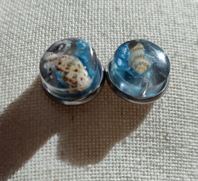 Boucles d'oreilles coquillage et bleu