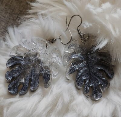 Boucles d'oreilles gris et argent