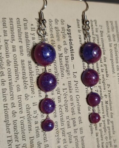 Boucles d'oreilles demi cercles violet et rose