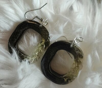 Boucles d'oreilles bronze et lichen