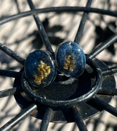 Boucles d'oreilles Bleu nuit et lichen