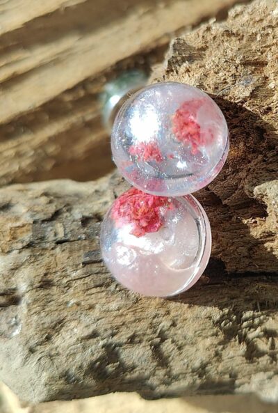 Boucles d'oreilles gypsophile et vieux rose