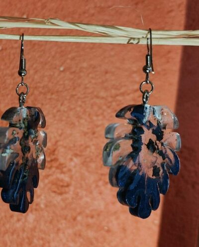 Boucles d'oreilles bleu nuit - Lichen