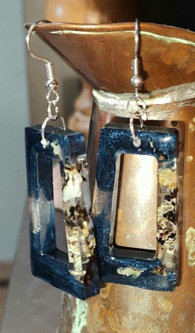 Boucles d'oreilles bleu nuit - Lichen