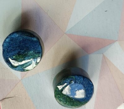 Boucles d'oreilles Bleu nuit et vert Intense