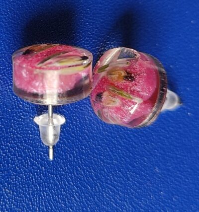 Boucles d'oreilles bruyère et rose