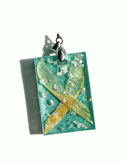 Pendentif turquoise, samares et paillettes d'argent