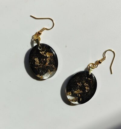 Boucles d'oreilles noires et or