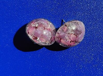 Boucles d'oreille roses incrustations minérales et argent