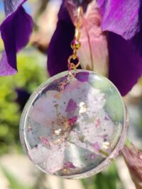 Boucles d'oreilles translucides incrustation fleur de prunus